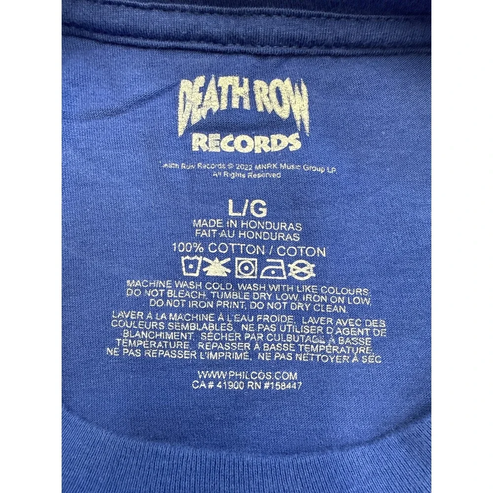 Death Row Records Graphic Tee Music Short Sleeve Crewneck L/G Blue 100% Cotton
